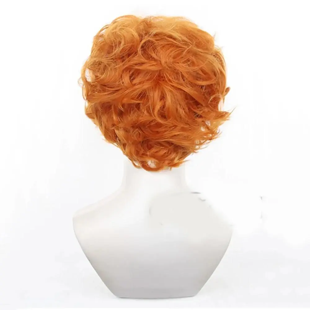 HAIRJOY Synthetic Hair Wig Brief in Panty & Stocking with Garterbelt Cosplay Wig Orange Short Curly Hair for Man Rose Net