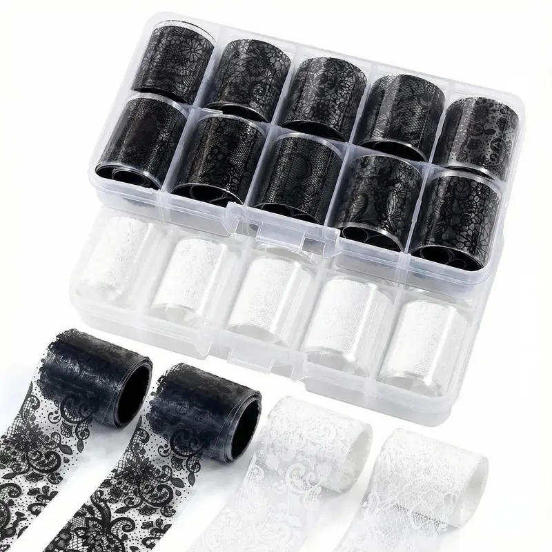 20 Rolls Lace Nail Foil, 2 Boxes Floral Transfer Stickers, DIY Acrylic Nail Holographic Decals, Solid Nail Art Decorations, Transferable Nail Art, Nail Art Supplies, Nail Art Accessories, Nail Art Products
