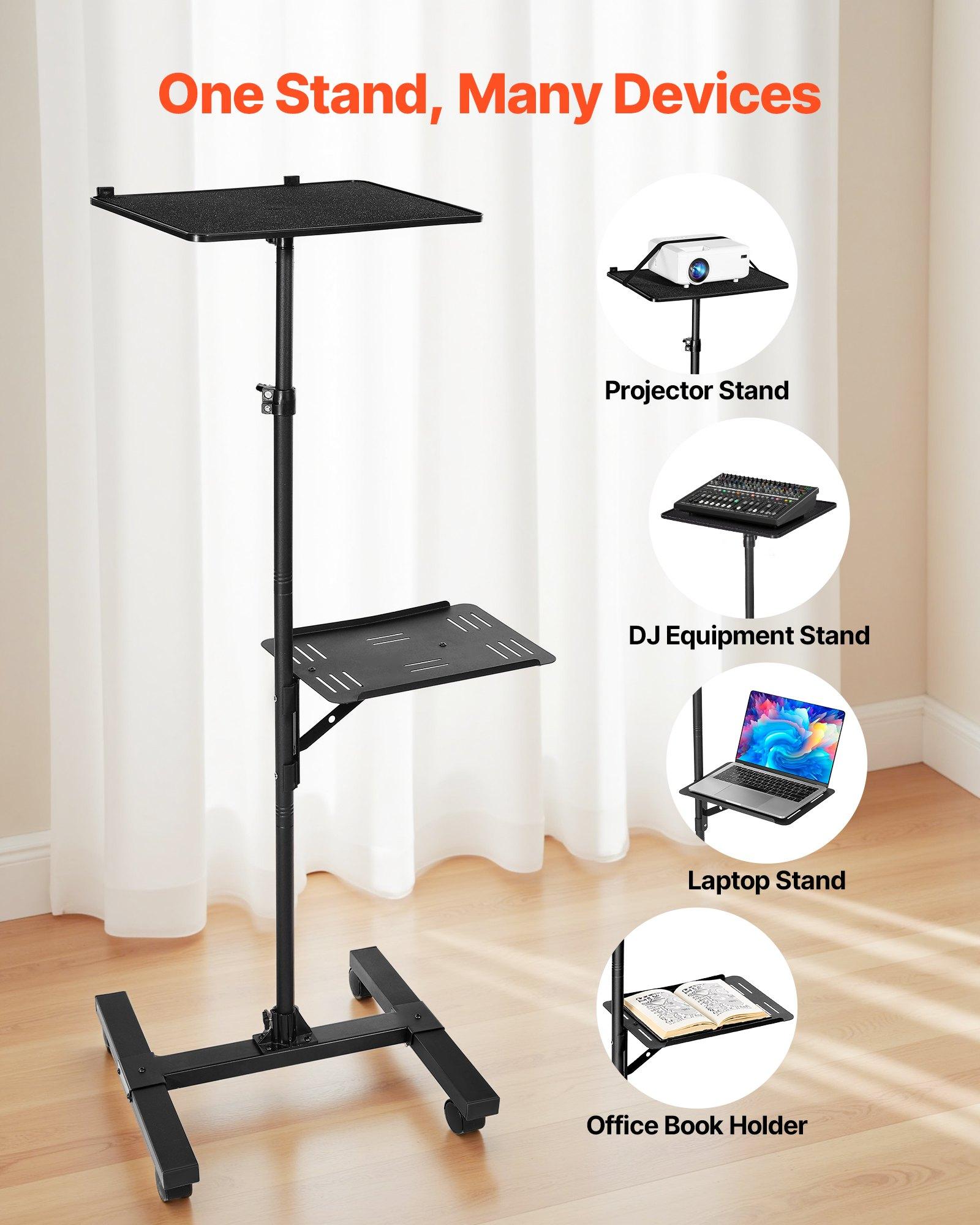 VEVOR Projector Stand, 2 Shelves Laptop Floor Stand, Projector Stands Table with Adjustable Height 33.86 to 53.54 inch, I-Beam Frame Projectors Stands Tripod for Meetings, Outdoor Movies, Video Stand VEVOR Projector Stand, 2 Shelves Laptop Floor Stand, Projector Stands Table with Adjustable Height 33.86 to 53.54 inch, I-Beam Frame Projectors Stands Tripod for Meetings, Outdoor Movies, Video Stand