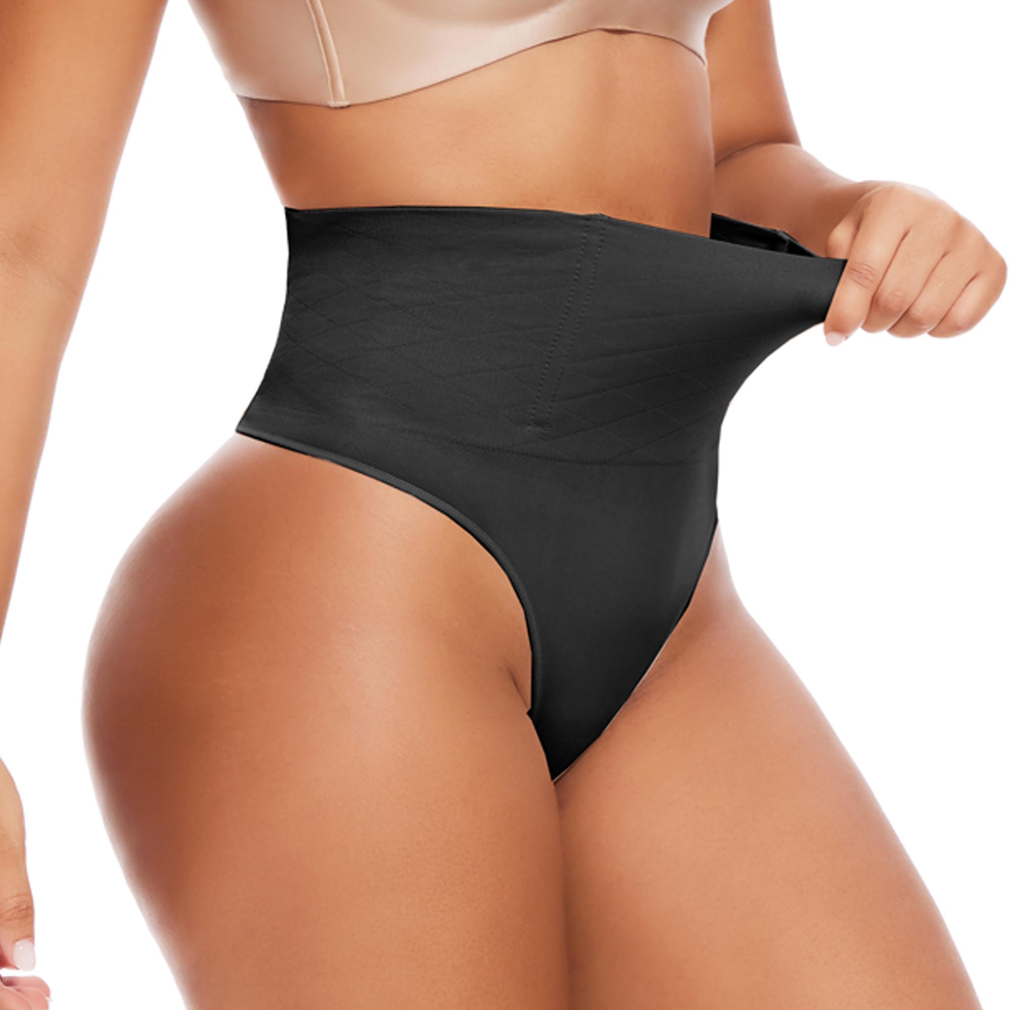 Women's High Waist Shapewear Panties, Tummy Control & Butt Lifting Style, Solid Spandex Underwear with Boned Support for Plus Size Tummy Flattering, Basic, Plussize, Lightweight