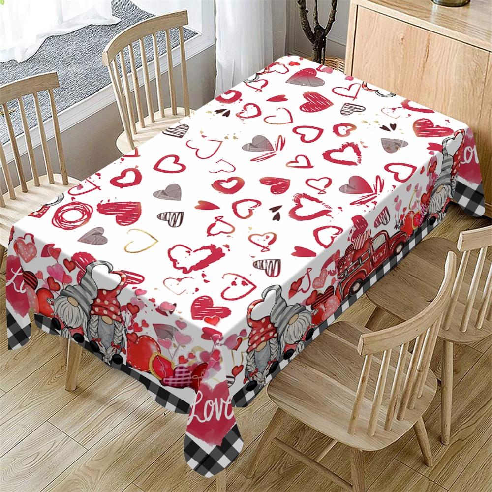 Valentine's Day Tablecloth, Mini Heart Design, Indoor & Outdoor Use, Kitchen Dining Room Decor, Christmas New Year Holiday Party Wedding, Rectangle Tablecloth, Picnic Table Cover