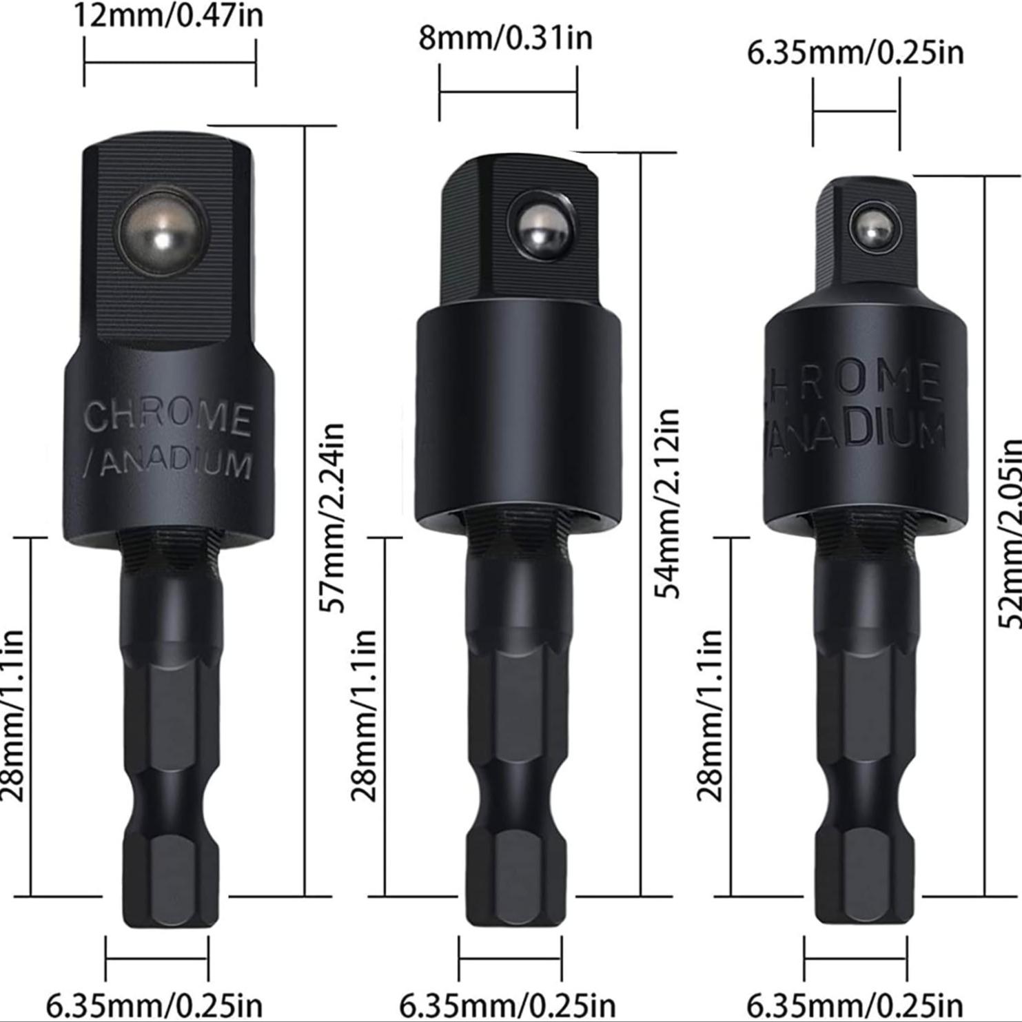 Right Angle Drill Adaptor,4-in-1 Impact Drill Bit Extension,360° Rotatable 1/4 3/8 1/2" Impact Grade Socket Adapter Set, Drill Attachment,105 Degree Angle Screwdriver Drill Bit for Household Workplace Industry