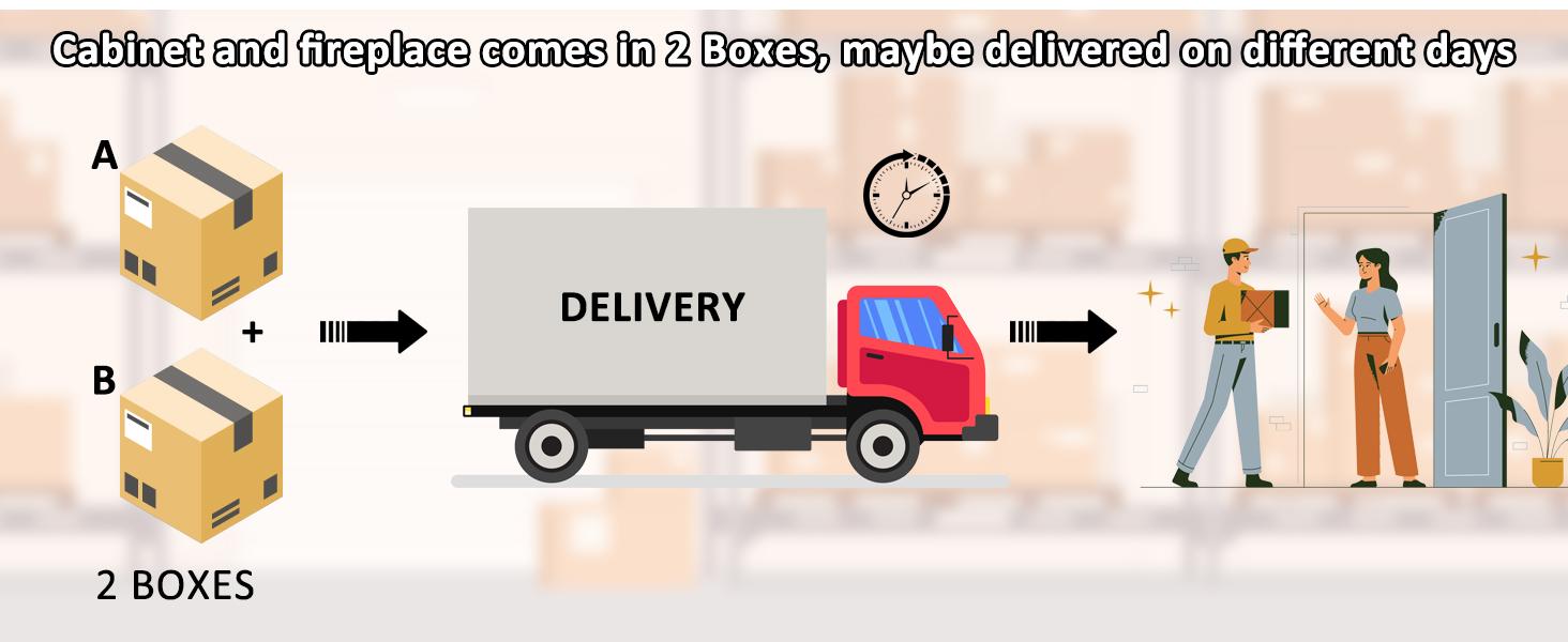 【2 Packages Shipping】AHB 70" Fireplace TV Stand for TVs Up to 80" with Storage Cabinets, Entertainment Center with 36" Electric Fireplace, Led Light TV Consoles for Living Room, Farmhouse Media Console Table