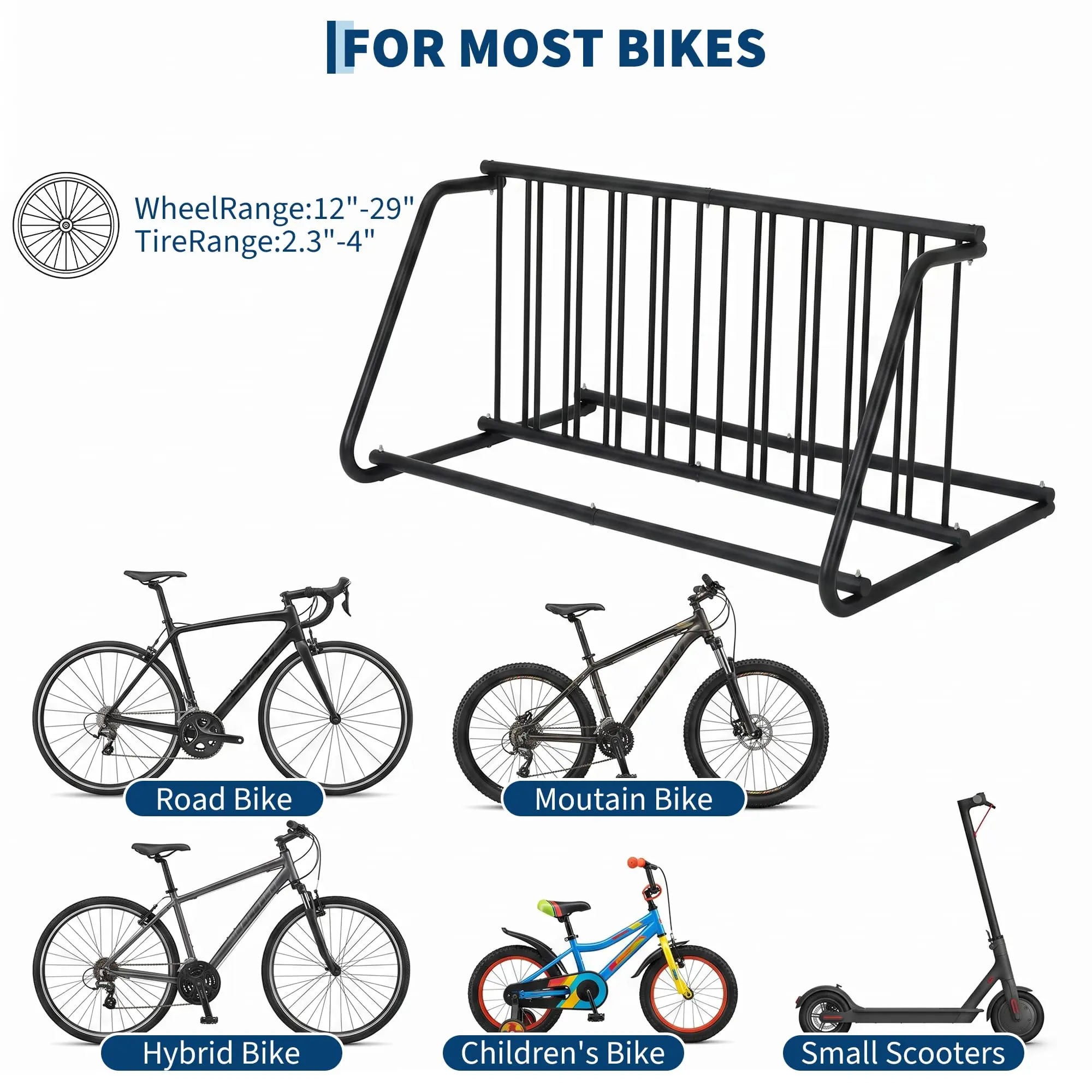 Garvee Heavy-Duty 10-Bike Freestanding Storage Rack - Dual-Sided Steel Floor Bike Parking Stand for Garage/Commercial Use - Rustproof, Space-Saving, Quick Assembly, Bike Rack, Bicycle Rack, Bike Stand, Floor Bike Rack, Basement, Shed, Bike Organizer