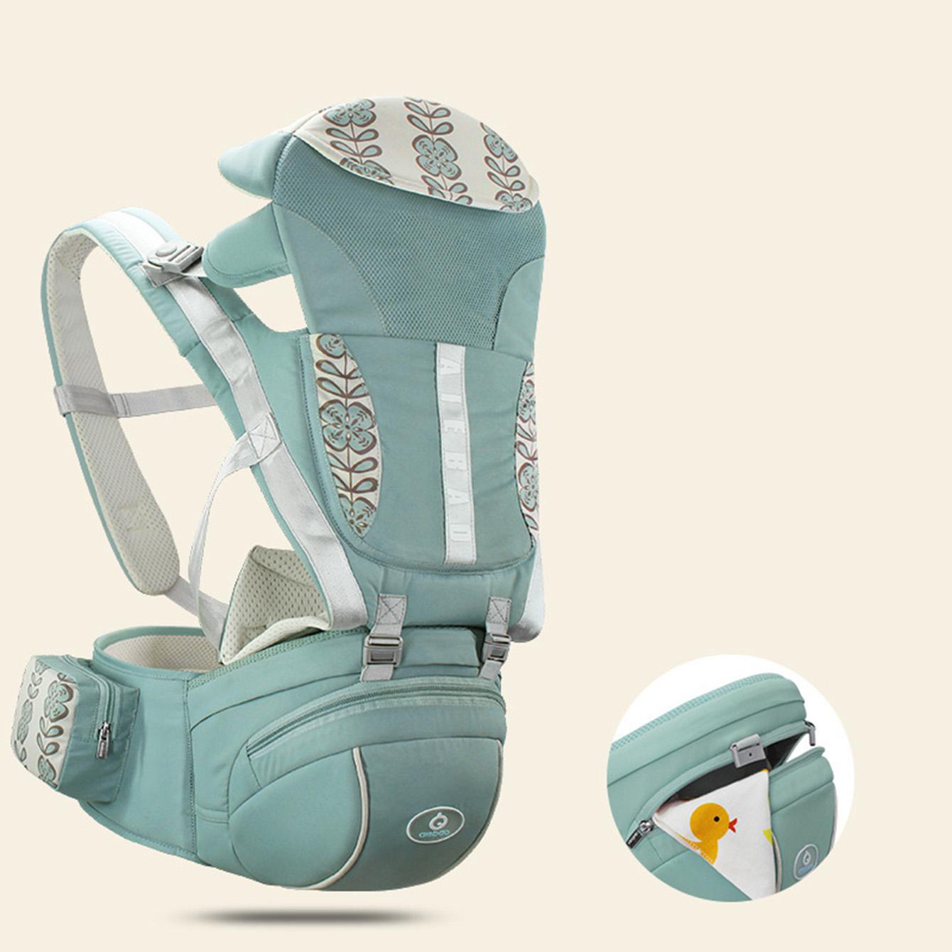 Multifunctional Baby Carrier with Waist Stool, Adjustable Front Carry Sling for Infants, Kangaroo Style Backpack for Newborns to Toddlers