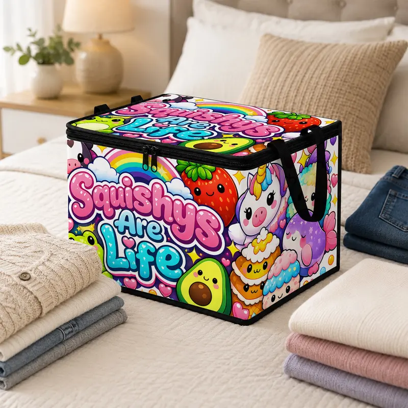 Cute Cartoon Large Capacity Storage Box, Soft Fabric Foldable Organizer ...