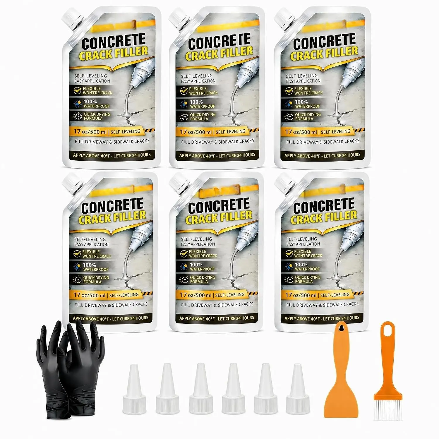 Concrete Crack Filler Self Leveling Sealant,  -Drying Cement Crack Sealer Repair, 35oz Flexible Easy DIY Outdoor Seal Glue for Driveway, Sidewalk, Patio, Garage Floor, Asphalt - Gray