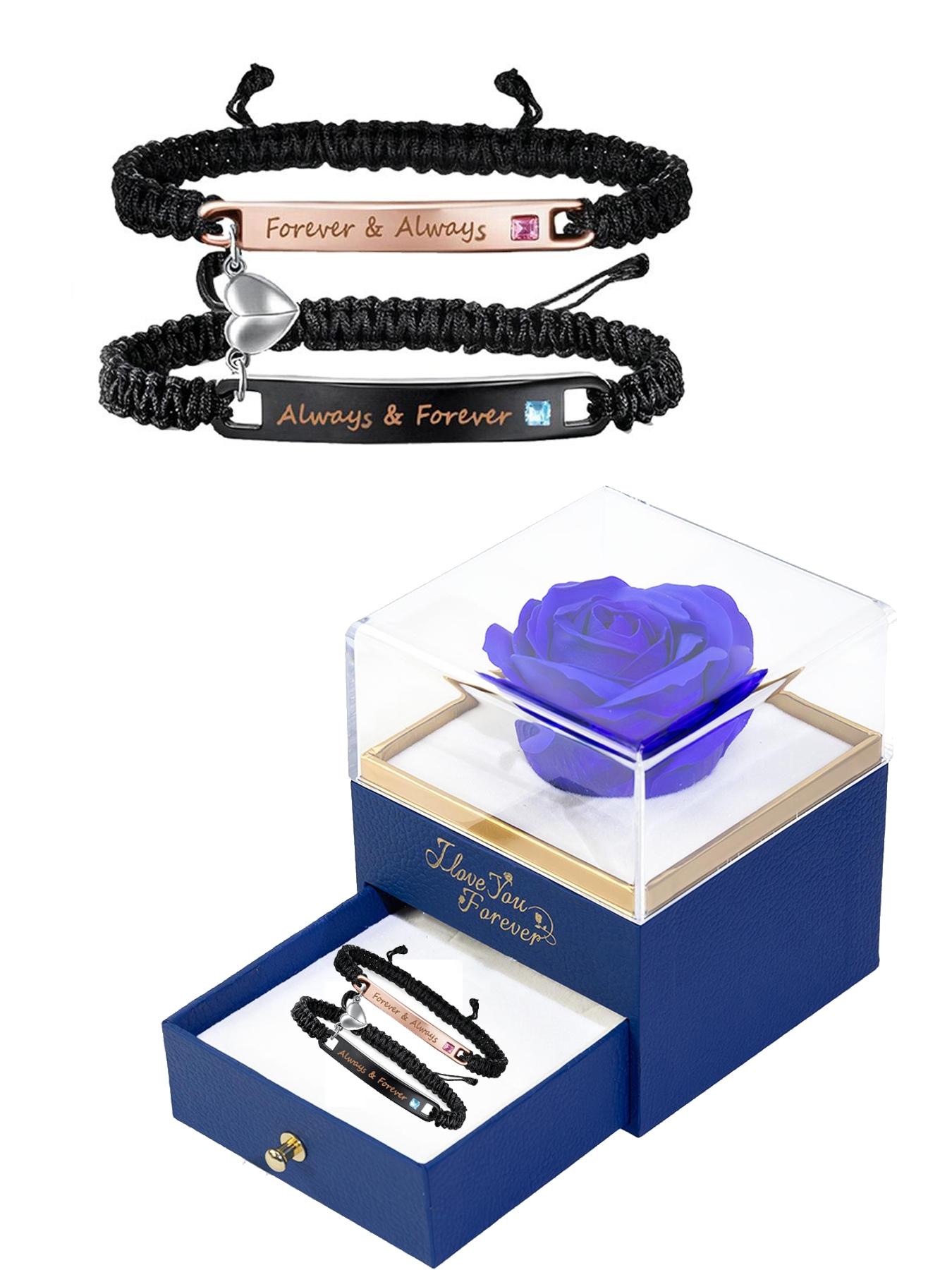 Valentine's Day Gift Set, Personalized Couple Bracelets, Promise Bangle, Attractive Relationship Band, Unisex Jewelry, Anniversary Present