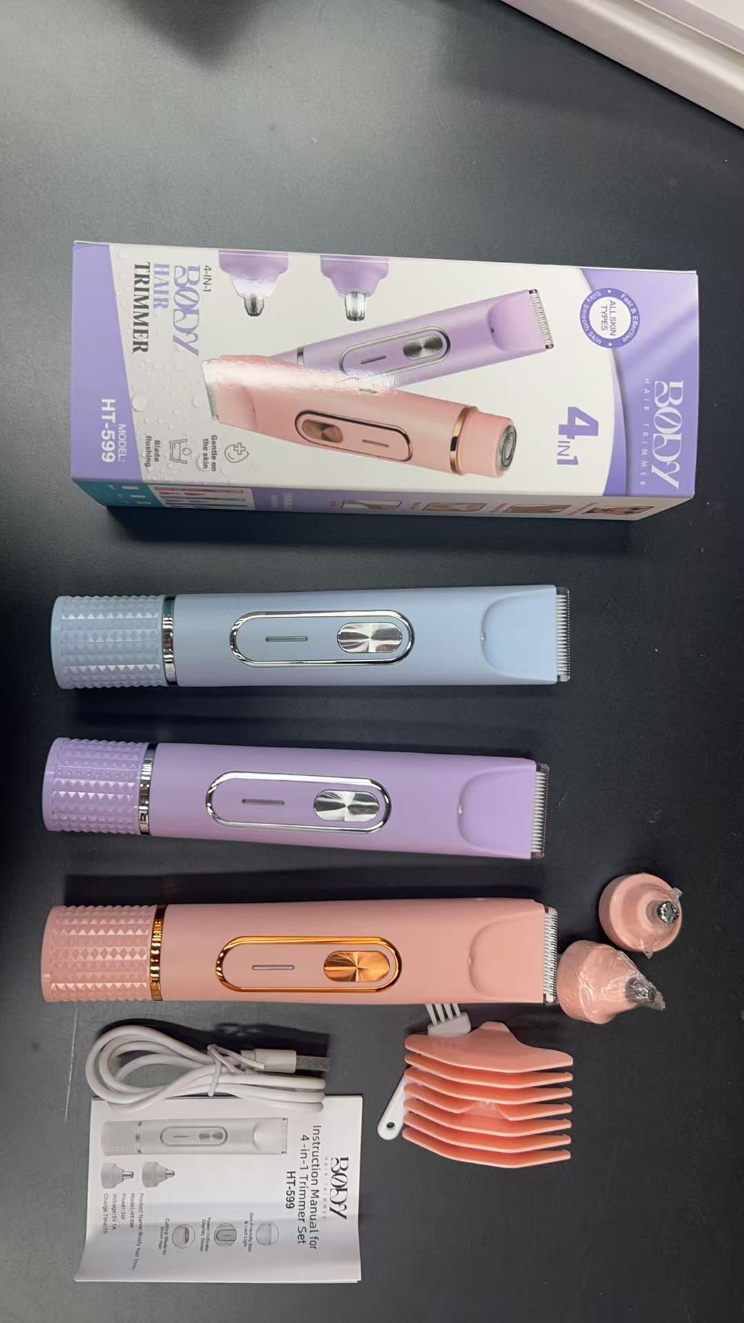 4 in 1 multifunctional ladies  shaver, Trimmer Multigroomer, USB rechargeable, with a long battery life of 90 minutes, ideal for bikini line grooming, nose hair removal, leg shaving and full-body shaving   the perfect gift for women