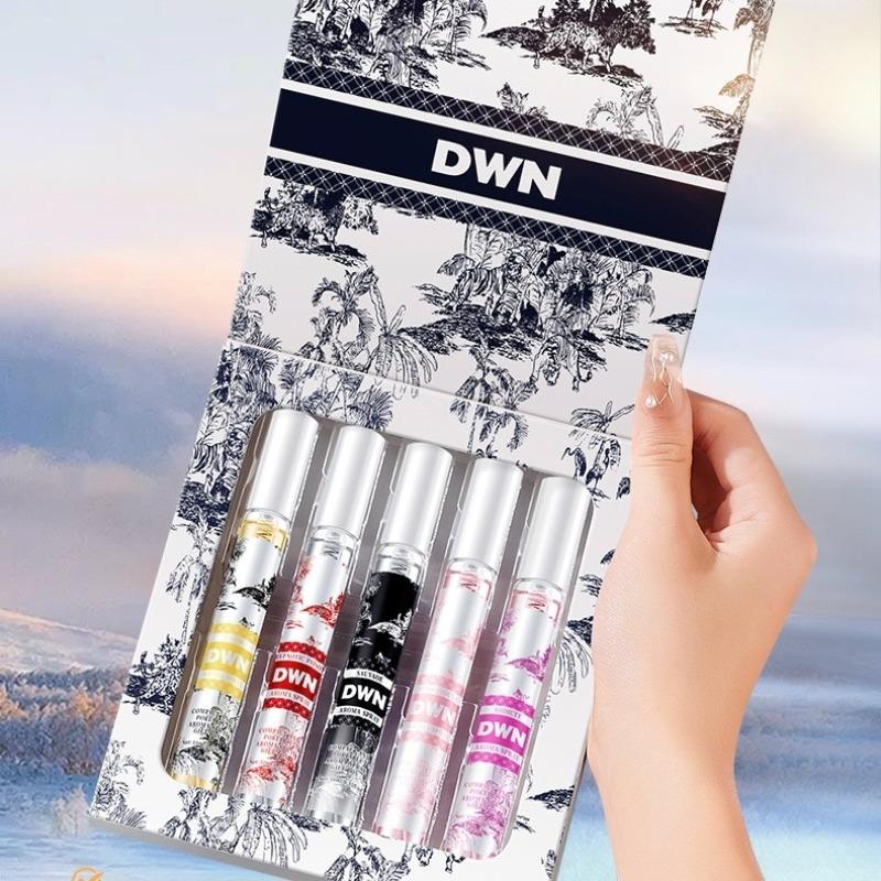 5pcs/box Neutral Scent Perfume Set, Alcohol-Free Fresh Fragrance Spray, Long-Lasting Light Scent for Body and Hair, Outdoor Use