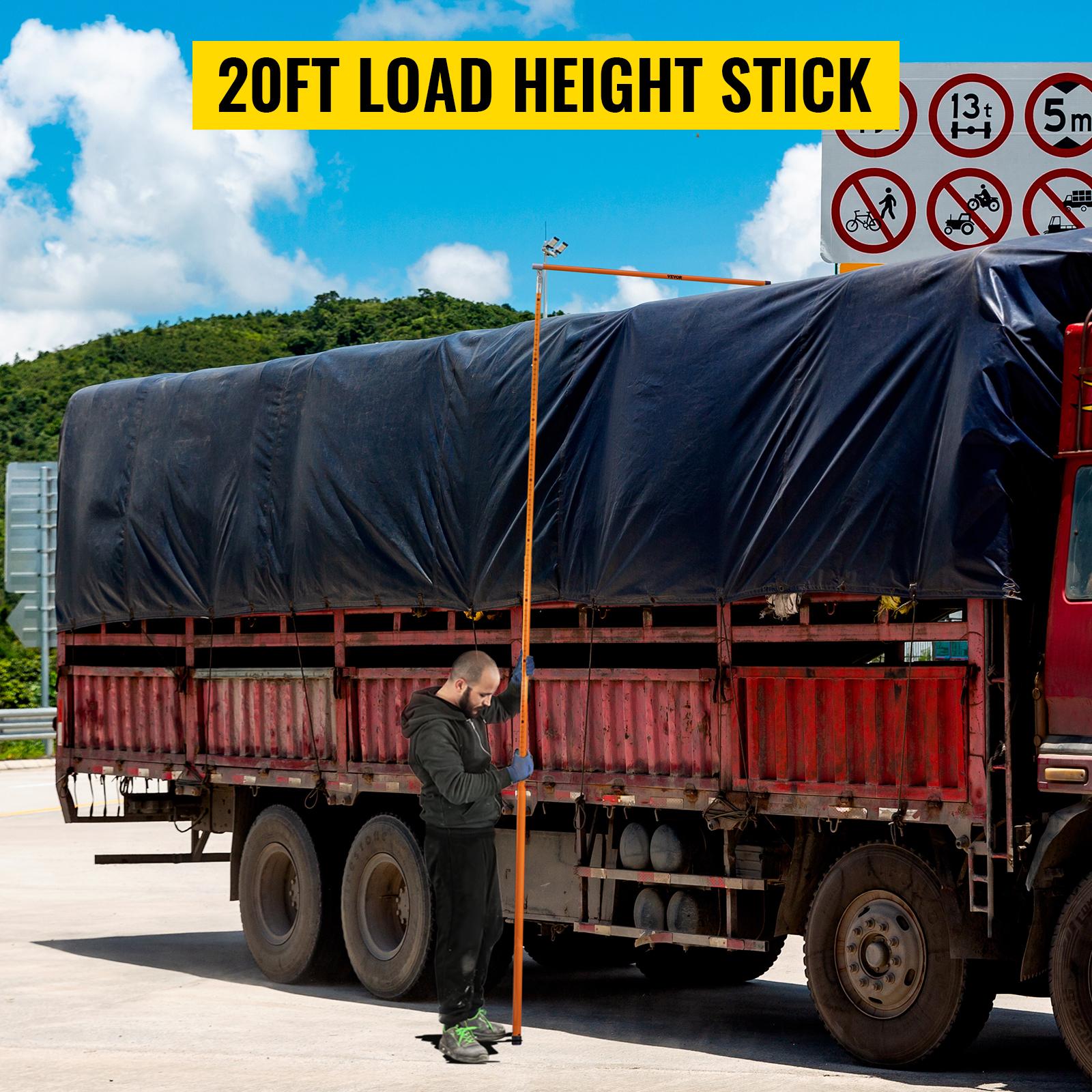 VEVOR Load Height Measuring Stick, 20' Sturdy Fiberglass Truck Height Stick with Adjustable Pole, Non-conductive Truck Height Measuring Stick with Carrying Bag, Height Stick for Trucks, Car Haulers