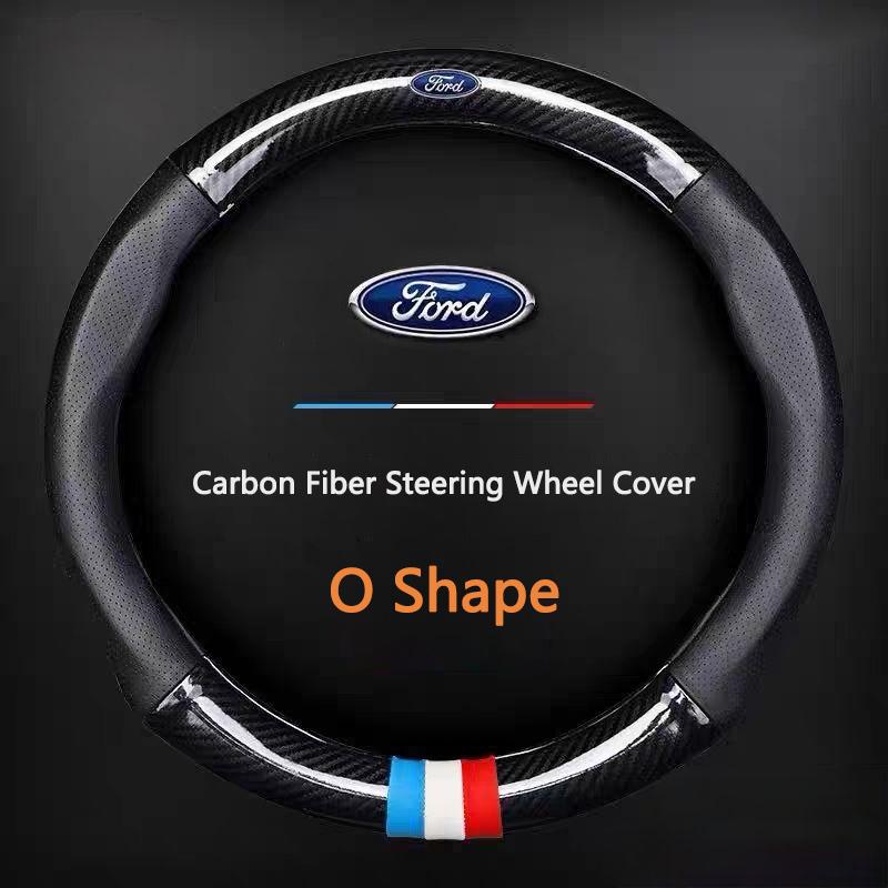 Carbon Fiber Ventilated Steering Wheel Cover for Ford Models, Compatible with St Mondeo F150 Fusion Mustang Explorer Escape Edge Fiesta Focus Kuga Ranger