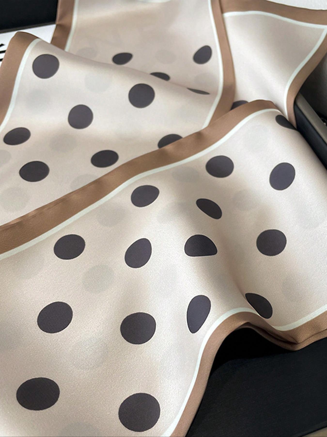 Elegant Polka Dot Satin Square Scarf, Double-Layer Ribbon for Women, Versatile Neck Scarf, Head Wrap, Waist Belt, Handbag Accessory