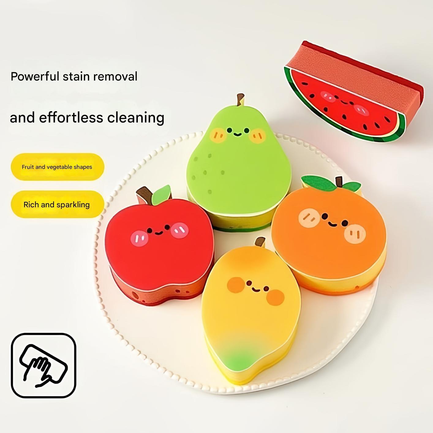 Fun Fruit and Vegetable Dish Sponge, Specialized Bowl Cleaning Sponge, Home Kitchen Multi-Functional Pot and Plate Cleaner