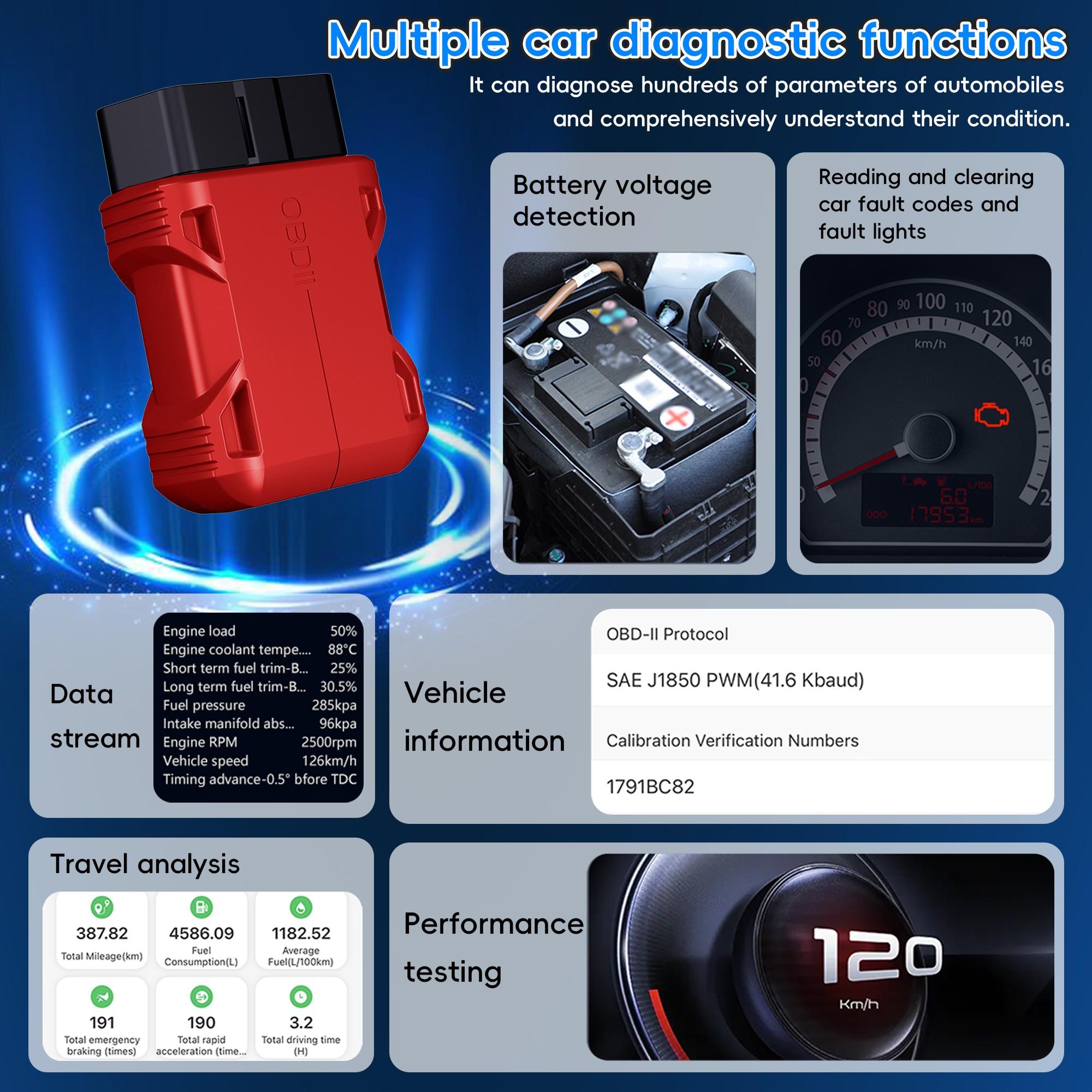 Bluetooth-compatible Obd2 Scanner, Enhanced Wireless Car Fault Code Reader, Automatic Scan Tool, Battery Test, Elm327 Obd2 Diagnostic Scanner
