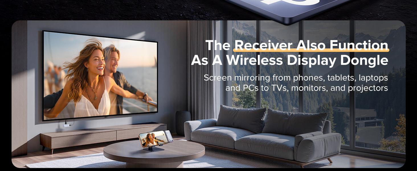 llano S850 Upgraded Type-C Wireless HDMI Transmitter and Receiver, 50M, Ultra 4K Decode Input 1080P@60Hz Output, Plug&Play 5G+2.4G and Audio for Phone/Tablet/Laptop/PC to Monitor/Projector/TV Box