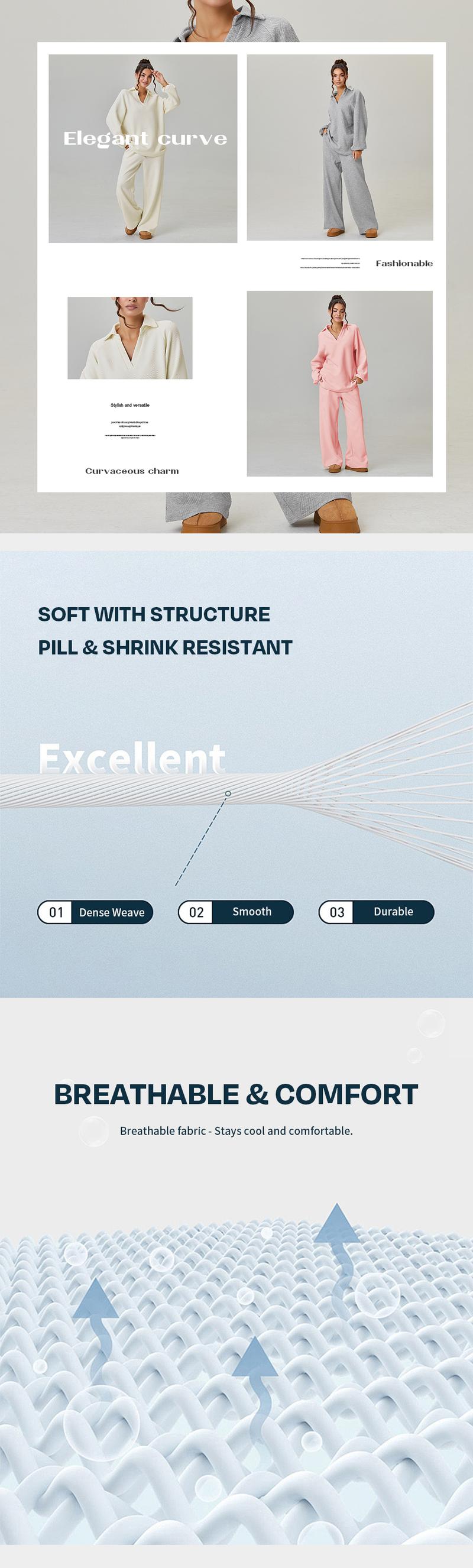 KatchMe Women's Slouchy Solid Color V-Neck Loose Textured Pullover & Drawstring Waist Trousers Co-ord, Minimalist Two Piece Outfits, Soft Womenswear KatchMe Women's Slouchy Solid Color V-Neck Loose Textured Pullover & Drawstring Waist Trousers Co-ord, Minimalist Two Piece Outfits, Soft Womenswear