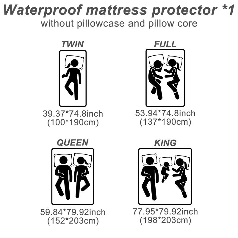 Raybee Waterproof Mattress Cover, Waterproof Mattress Protector with 6''-16'' Deep Pockets,Soft Cooling Waterproof Mattress Pad,  fitted sheet for Bedroom, Collage Dorm,Hotel