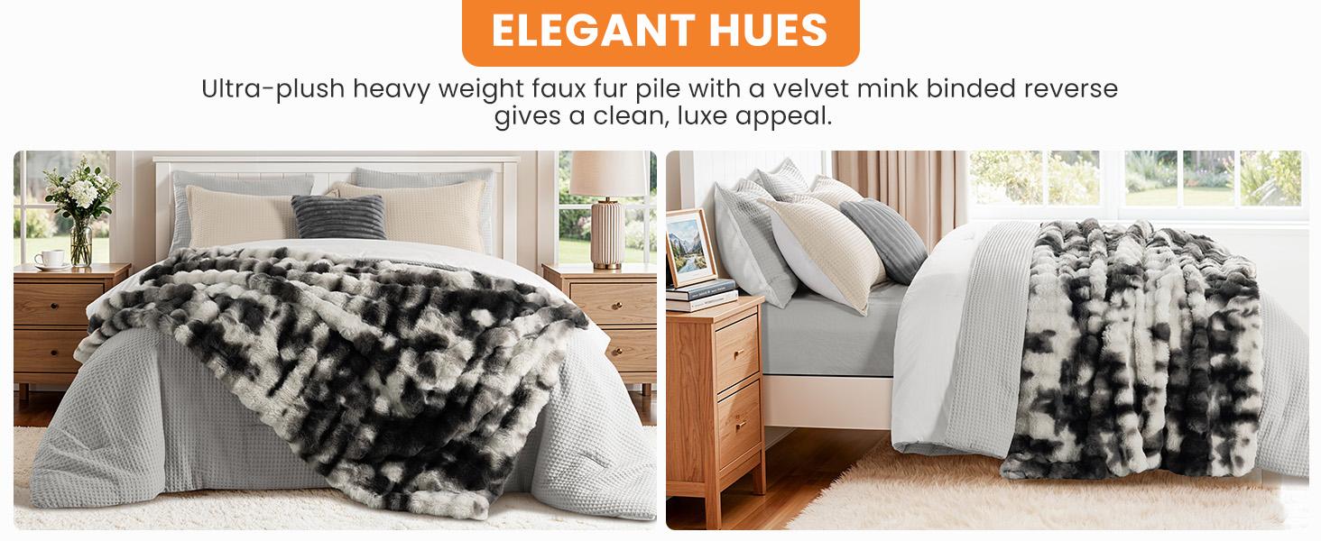 Sonoro Kate Faux Rabbit Fur Throw Blanket – 1 Count Super Soft Fluffy Warm Blanket for Couch & Bed, Thick Cozy King/Queen Size Bedding Throw for Home Decor