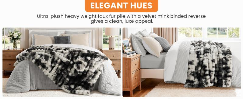 Sonoro Kate Faux Rabbit Fur Throw Blanket – 1 Count Super Soft Fluffy Warm Blanket for Couch & Bed, Thick Cozy King/Queen Size Bedding Throw for Home Decor