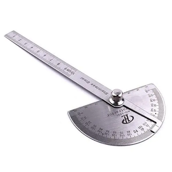 Stainless Steel Protractor 0-180° Round  Protractor - Angle Finder  Ruler Machinist Tool Ruler Adjustable Woodworking Angle Measure Tool