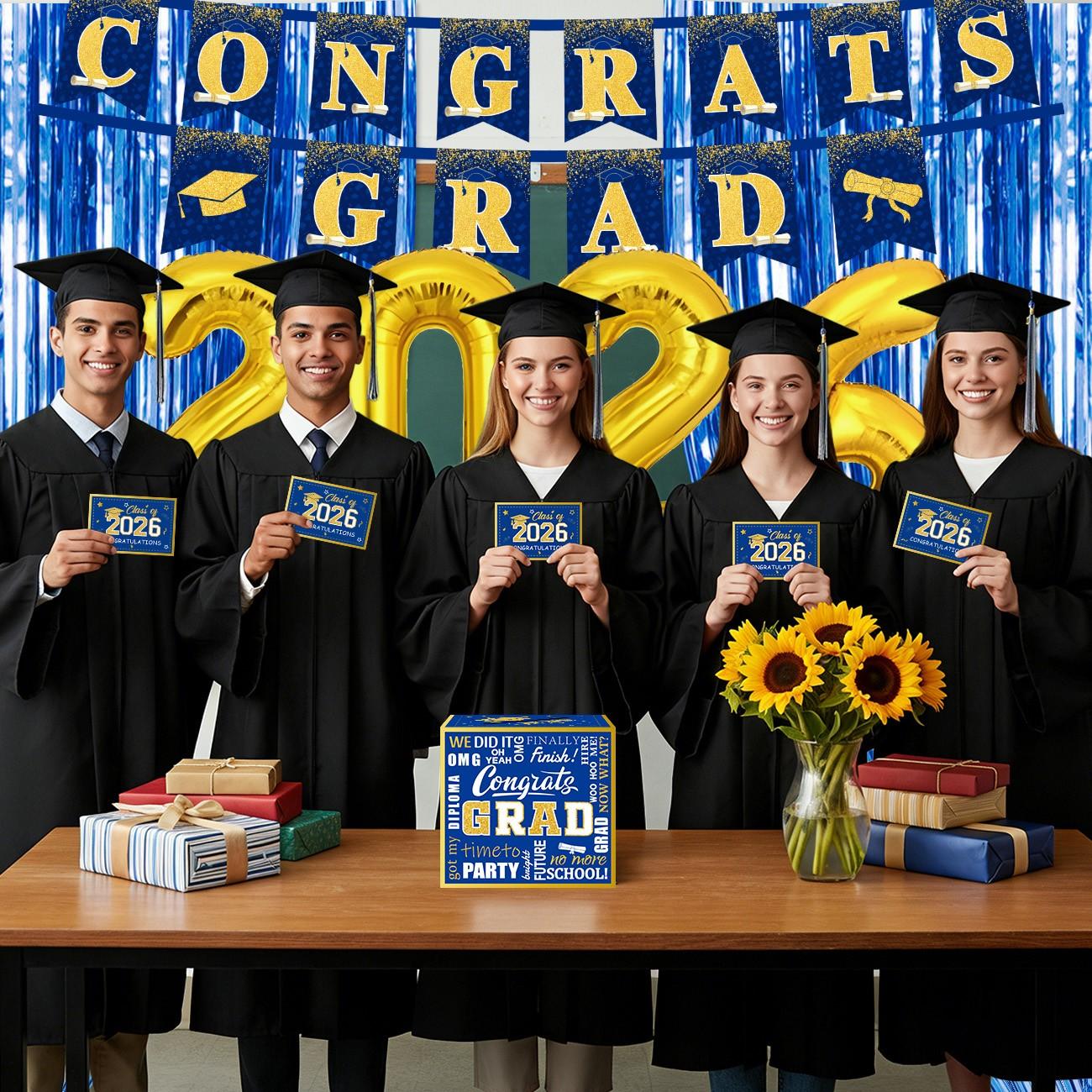 Graduation Party Decoration Set, 48pcs Advice Cards & Rose Design, Perfect Graduation Gifts for Class of 2026 Celebrations