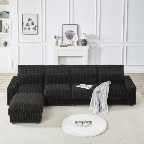 【Clearance Sale】Niccae 126-inch Corduroy L-Shaped Sofa with Cup Holder & USB Port, Movable Footrest, 4 Waist & Back Pillows, Spacious & Comfortable for 3-4 People, Chenille Fabric, Easy Assembly 【Clearance Sale】Niccae 126-inch Corduroy L-Shaped Sofa with Cup Holder & USB Port, Movable Footrest, 4 Waist & Back Pillows, Spacious & Comfortable for 3-4 People, Chenille Fabric, Easy Assembly