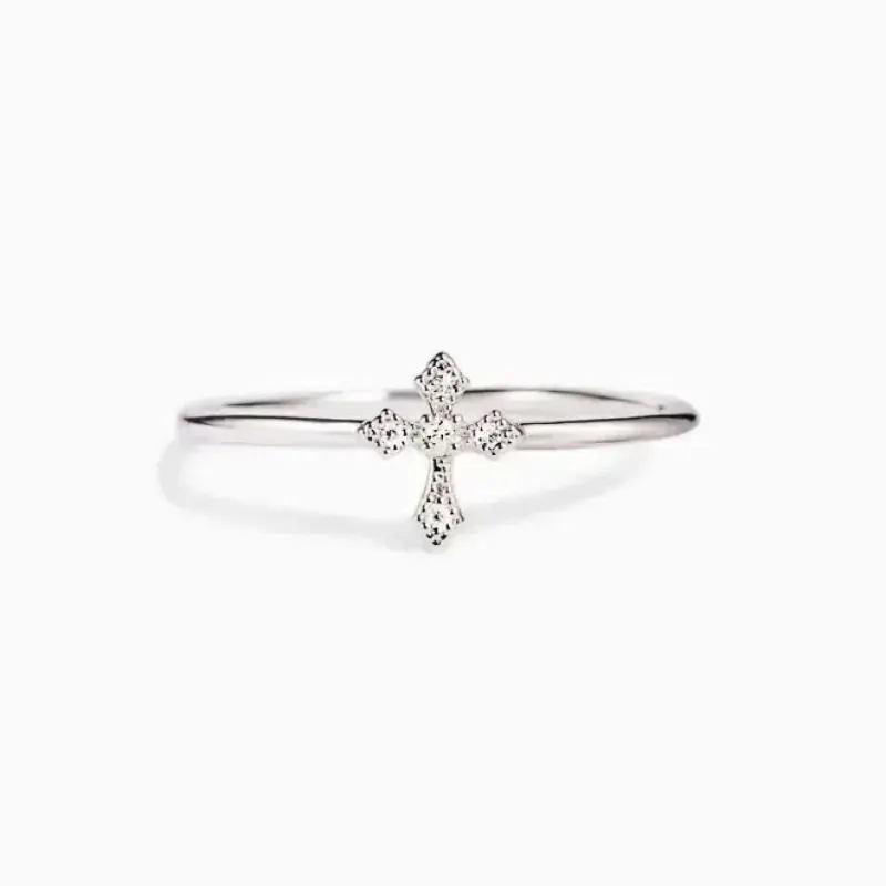 2026 New European and American Simple Cross Ring Women's High End Compact Mini Exquisite Fashion Design Jewelry