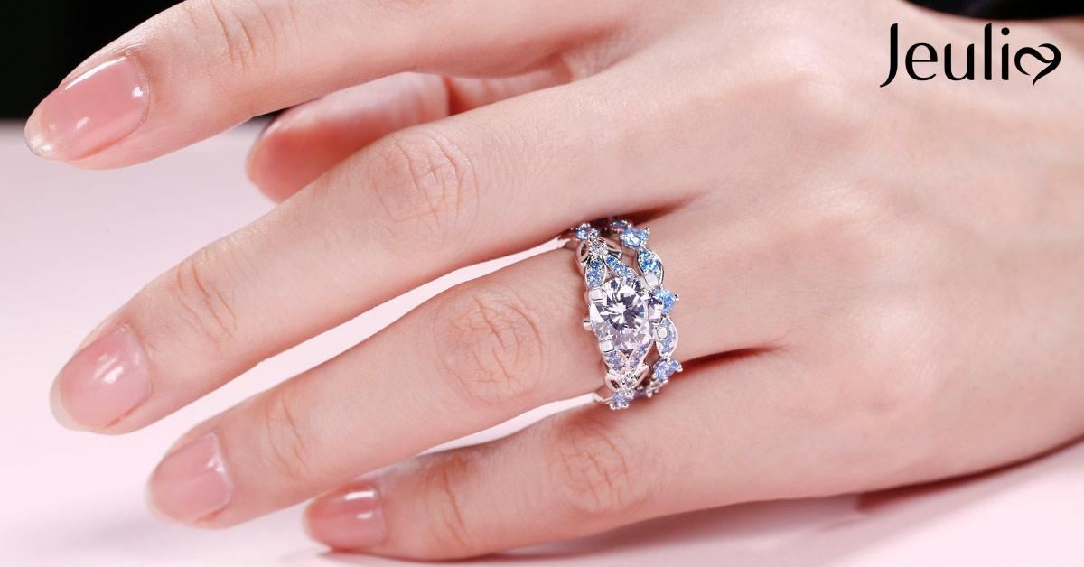 Jeulia 4.3 Carat Personalized Sterling Silver Butterfly Rings for Women Purple Amethyst Bridal Round Cut Wedding Engagement Eternity Valentine's Promise Ring Sterling Silver Zircon