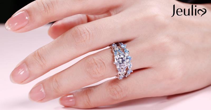 Jeulia 4.3 Carat Personalized Sterling Silver Butterfly Rings for Women Purple Amethyst Bridal Round Cut Wedding Engagement Eternity Valentine's Promise Ring Sterling Silver Zircon