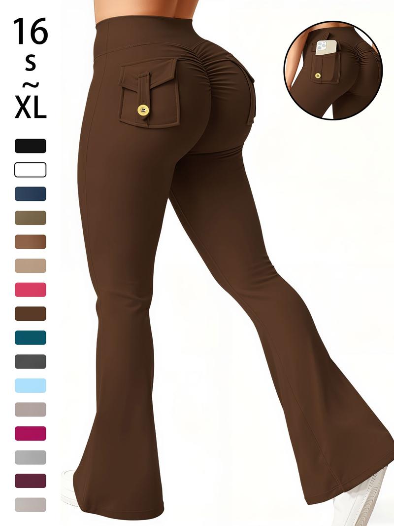 Women's High Waisted Tight Fit Flare Pants with Pockets, V-Shape Waist Design, Butt Lifting Yoga Pants, Casual Fall Winter Workout Wear, High Stretch Leggings Women's High Waisted Tight Fit Flare Pants with Pockets, V-Shape Waist Design, Butt Lifting Yoga Pants, Casual Fall Winter Workout Wear, High Stretch Leggings