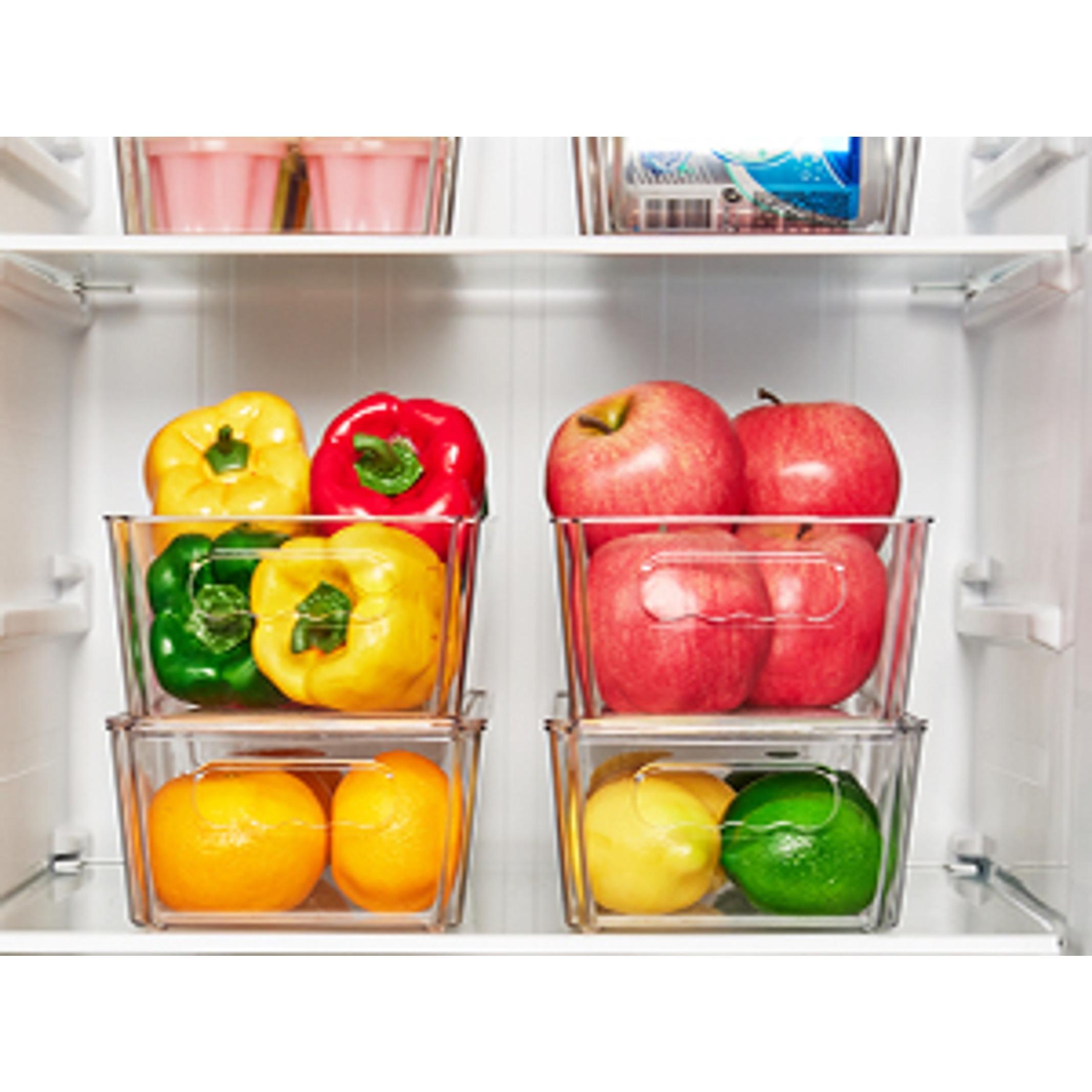 8pcs Clear Organizers and Storage Bins with Lids, Stackable Plastic Storage Containers with Handles for Fridge, Freezer, Pantry, Cabinet, Kitchen Organization