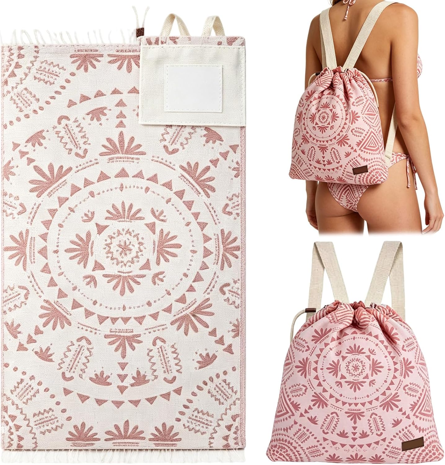 2026 New 2 in 1 Convertible Backpack Towel, Oversized Microfiber Beach Blanket with Inner Zip Pocket, Sand Free, Lightweight and Quick Dry for Beach and Travel