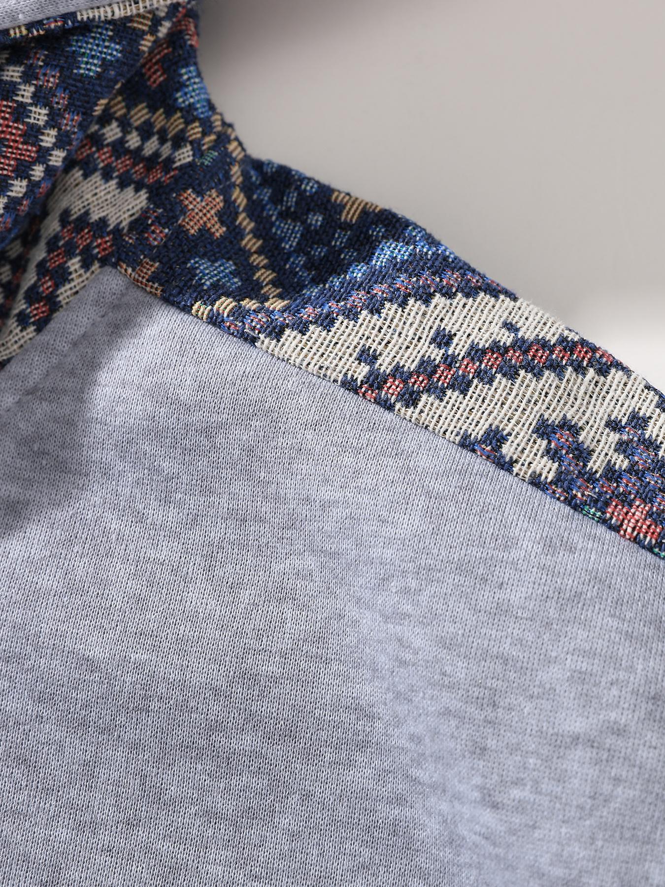 Unisex Retro Ethnic Patchwork Half Zip Hoodie, Casual Comfy Regular Fit Long Sleeve Pullover for Fall & Winter Daily Wear, Casual Fashion Ethnic Pattern Sweatshirt