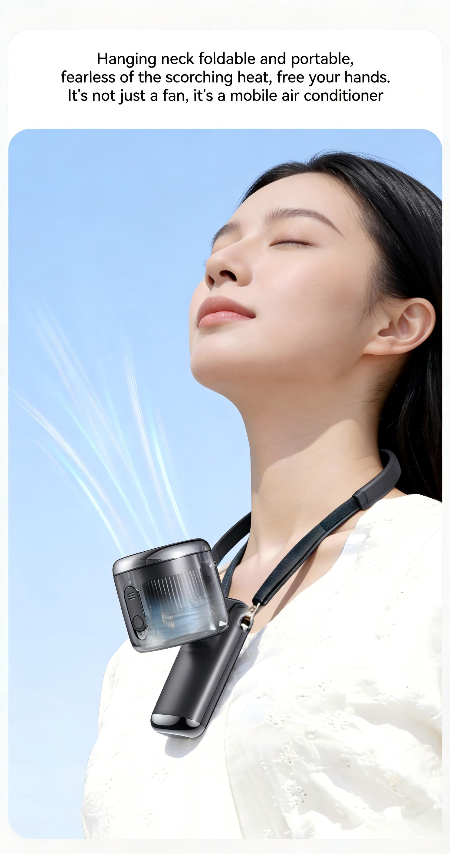 TADEKERU Mist Cooling Mini Fan Portable Handheld Turbo Fan Ice-Cooling 3600mAh Battery Operated 6 Hours 100 Gear Speed Foldable for Summer Travel Vacation Essentials Outdoor Activities Beach Indoor Use Office Desk Usage