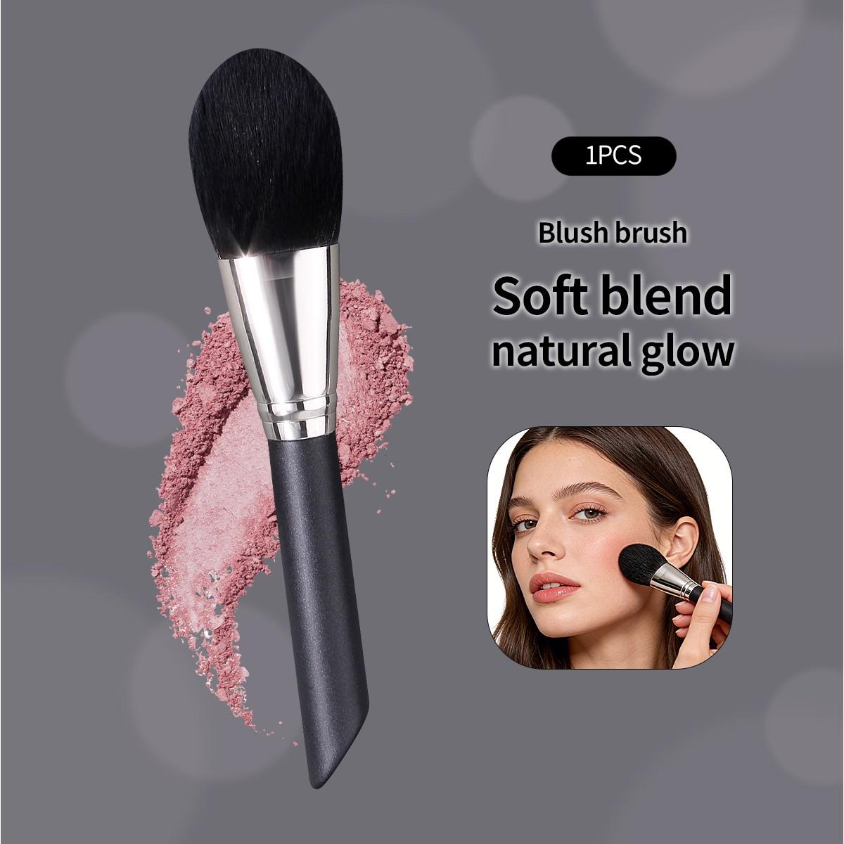 Single-stem multi-functional fiber brush hairs makeup brush Beauty Travel Brush. Suitable for blush brush, loose powder brush, contour brush, blending brush. A durable and long-lasting cosmetic tool that fits the facial contour.