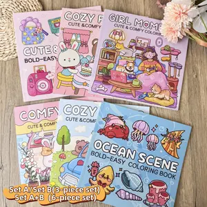 Multi-Themed Cute Colouring Book, 3/6pcs, with Rich Patterns, Enjoy the Drawing Process & Stress-Relief Coloring, Suitable for Daily Leisure & Holiday Gifts