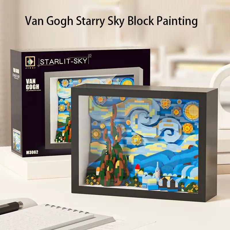 Sunflower Flower Building Blocks Set -Plant Collection Art Micro Architecture Model Home Decor Wall Art Adult Teen Architecture Kit Starry Night Van Gogh Toy Gift Lego Children's Decor Painting World Famous Art Gift