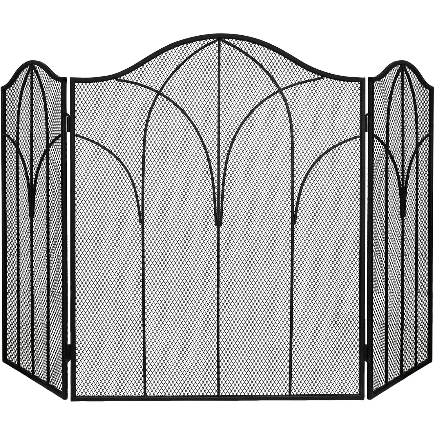 3 Panel Fireplace Screen, 48" x 30" Fireplace Cover for Living Room, Decorative Wrought Iron Fire Place Gate for Brick Fireplace, Baby Proof, Pet Safety