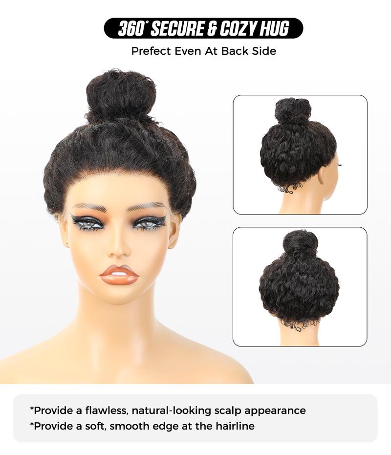 OQ Hair 360 Kinky Straight Wear Go Wig Drawstring Flexible Fit  Lace Frontal Wig Glueless Human Hair Wigs Preplucked Hairline With Bleached Tiny Knots Invisi Fit Strap Wear Go Glueless 360 Wigs