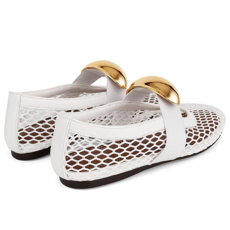 VIMISAOI Ballet Flats for Women Round Toe Mesh Ballerina Shoes Mary Jane Flat Buckle Strap  Sandals  Shoes Women Trendy Shoes