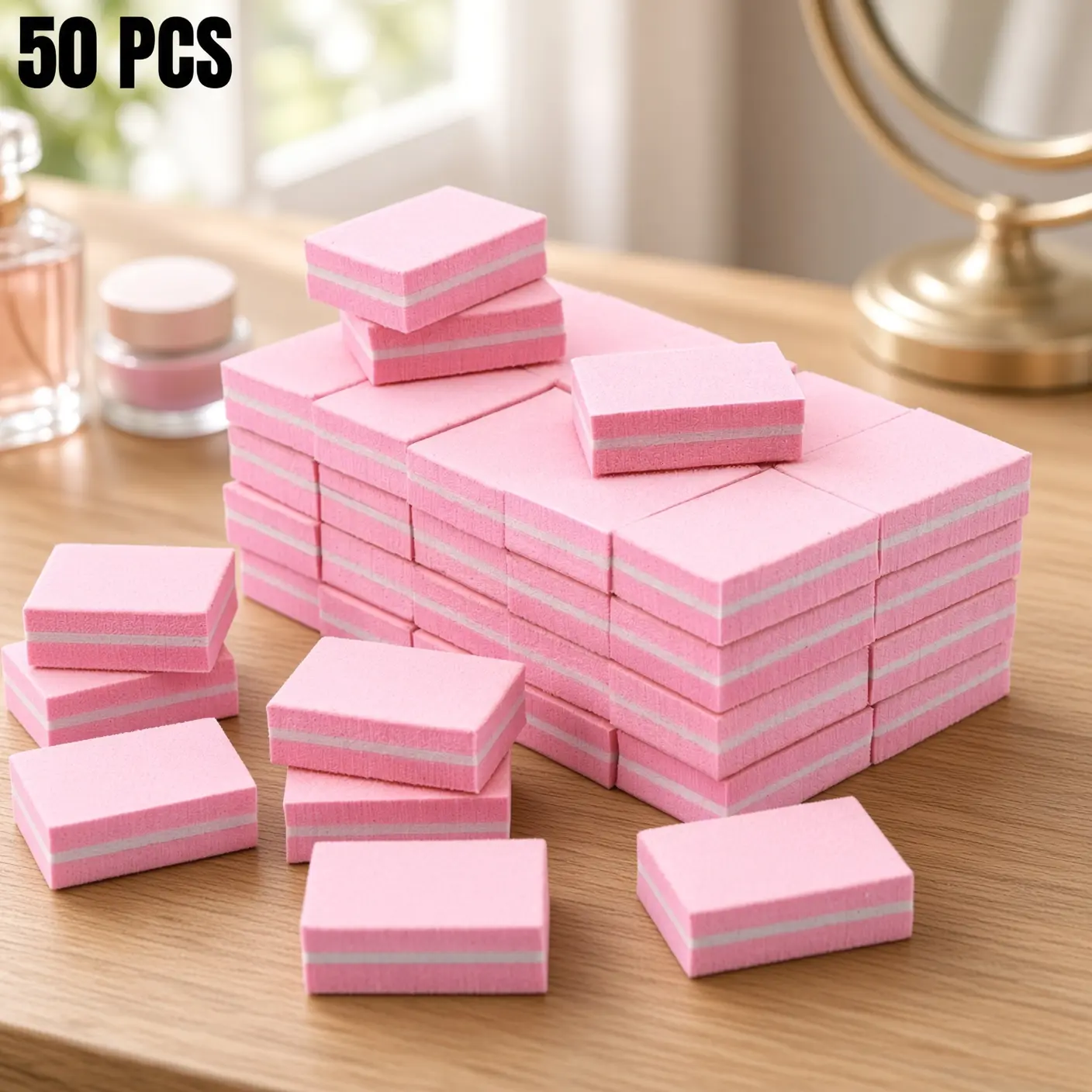 50 PCS Mini Nail Buffer Blocks, Double-Sided Grit Files for Shaping & Smoothing, Portable Buffing Tools for Acrylic/Natural Nails, Bulk Manicure Supplies for Salon & Home DIY Art