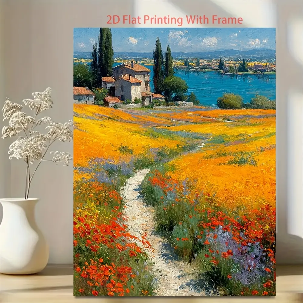 1Pc Gallery Wrapped Canvas Claude Monet's "Poppy Flowers in Argenteuil" framed canvas Wall Art, HD Printed Canvas Print, Ready to Hang, Wooden Frame, Fade Resistant, Modern Wall Decor for Living Room, Bedroom, Bathroom, Kitchen & Office
