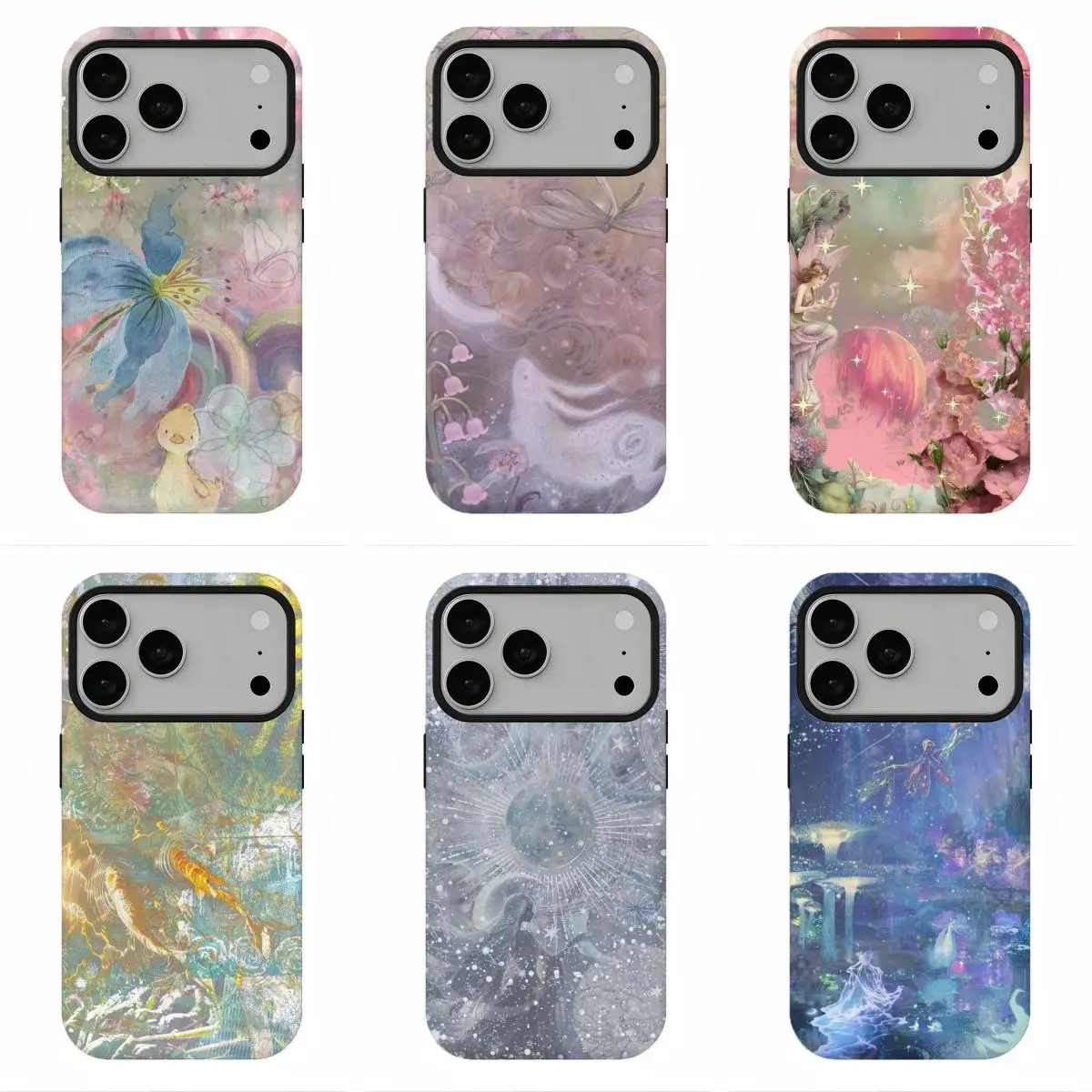 Soft Pastel Watercolor Fairy Floral Fantasy Phone Case, Dreamy Fairycore Whimsical Cottagecore Magic Shockproof Cover for iPhone 17Promax 16 15 14 13 12 11 and for Samsung S26‑21, Perfect Holiday Gift, Christmas Gift, Thanksgiving Gift, or Birthday Gift