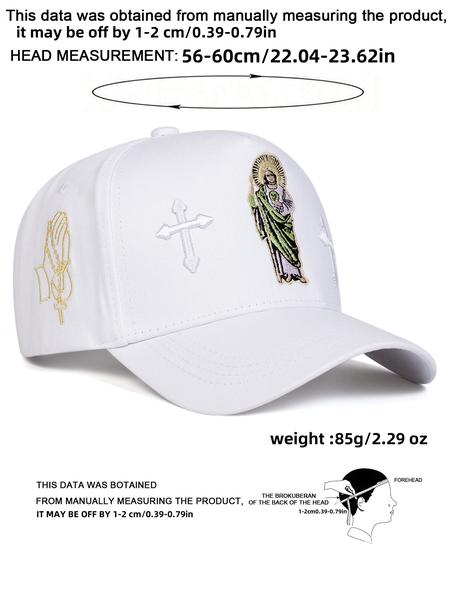 Unisex Jesus Cross Baseball Cap, Adjustable Stylish Hat, Adjustable Sun Protection Hat in Woven Fabric, Suitable for Spring & Fall Travel Outdoor Use