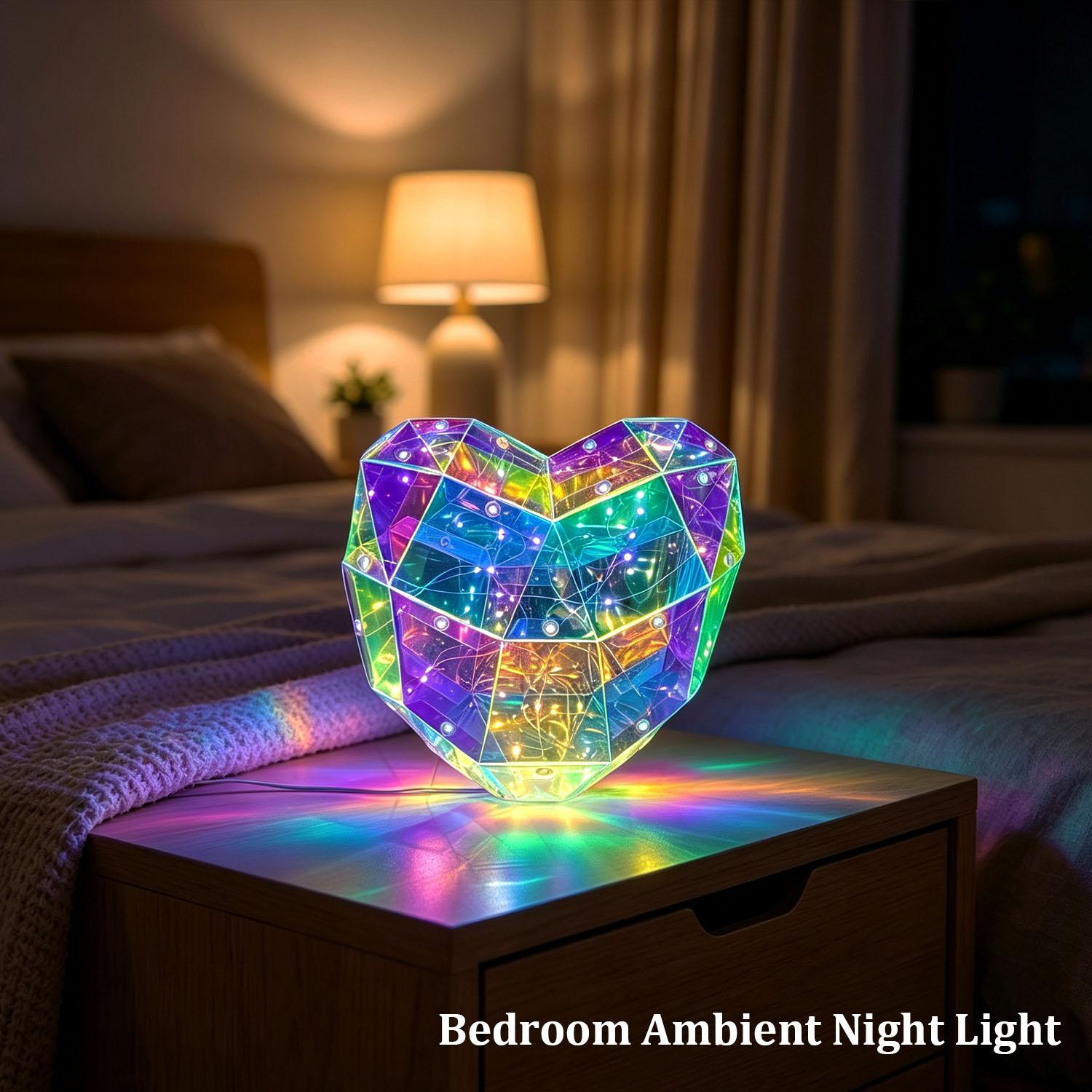 Heart LED Night Light with USB and Aaa Dual Power, Ideal for Bedroom, Game Room, Bar, Café, Perfect Gift for Girlfriend, Lover, Friend