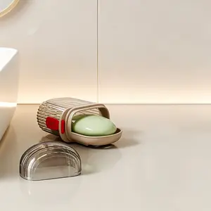Portable Soap Box with Lid, Soap Saver, 1 Count Mini Soap Draining Storage Holder, Soap Dish for Home Bathroom & Outdoor Camping
