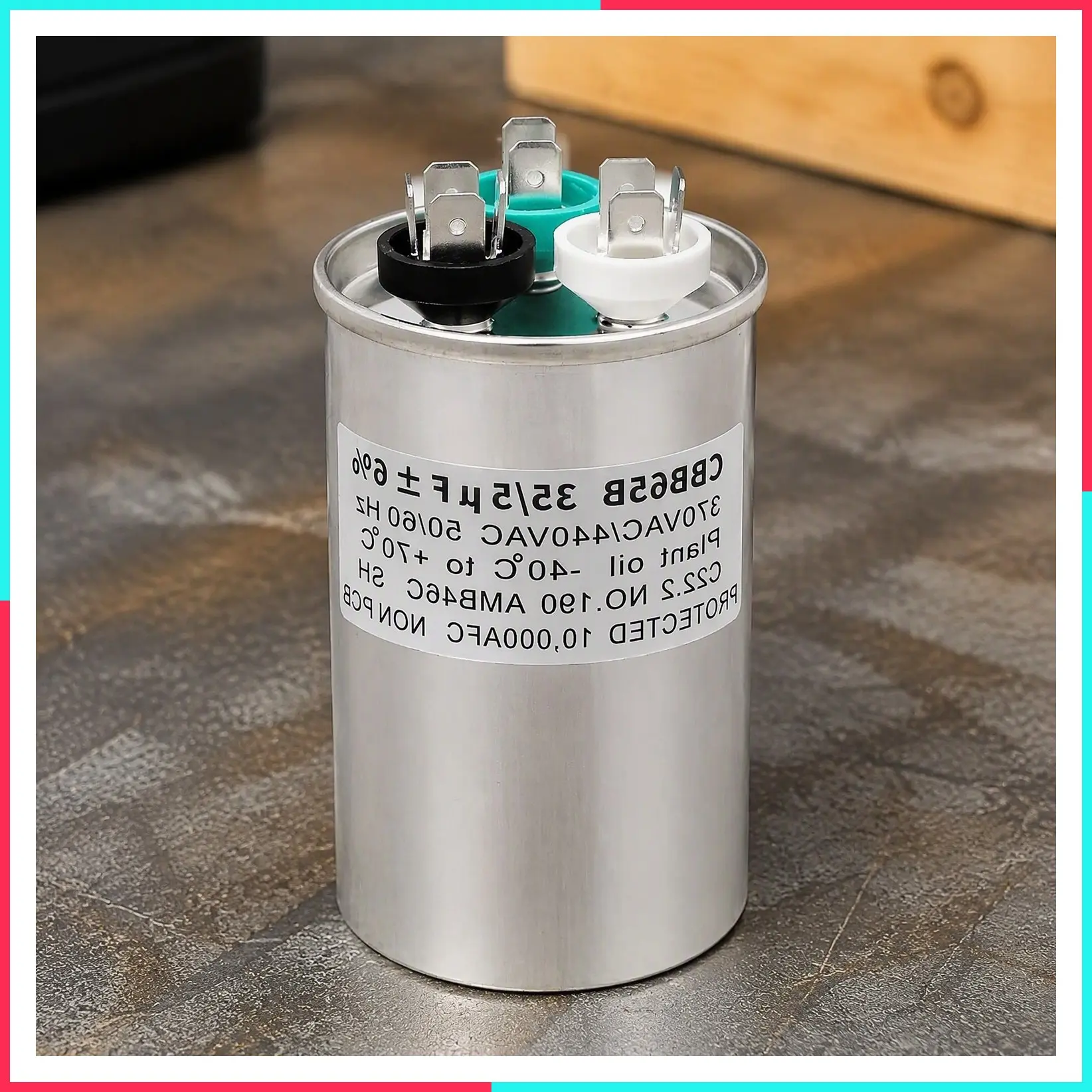 35/5 uF 35+5 MFD 370V or 440V Dual Run Start Round A/C Capacitor CBB65B Air Conditioner Capacitors for AC Unit Fan Motor Start or Heat Pump or Condenser Straight Cool