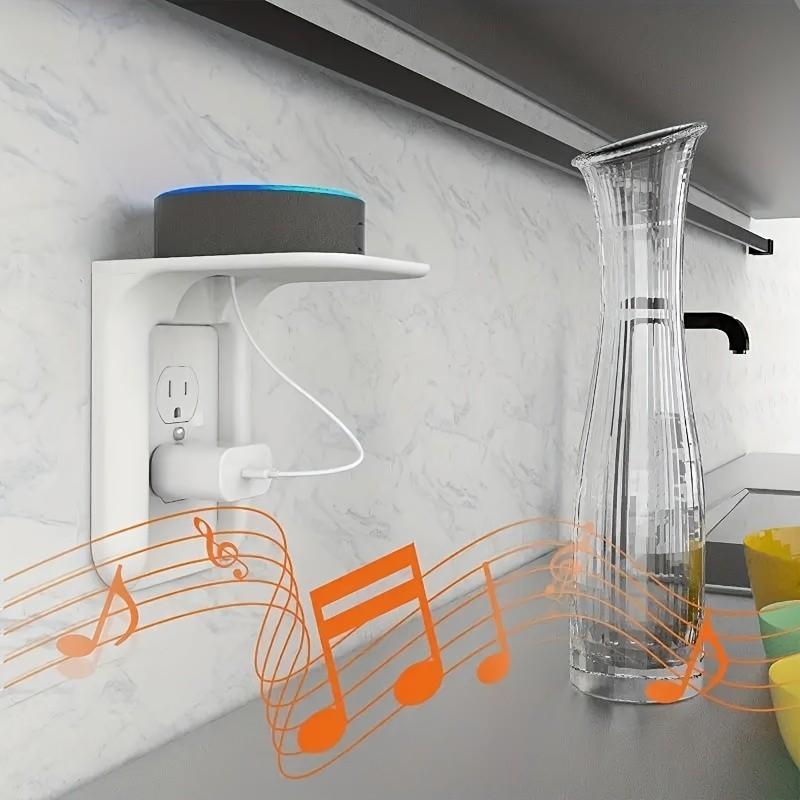 Space-Saving Socket Rack Wall Mount, Decorative Easy Installation, Supports Smart Home Speakers and Devices, Max Weight 10 Lbs, Abs Material