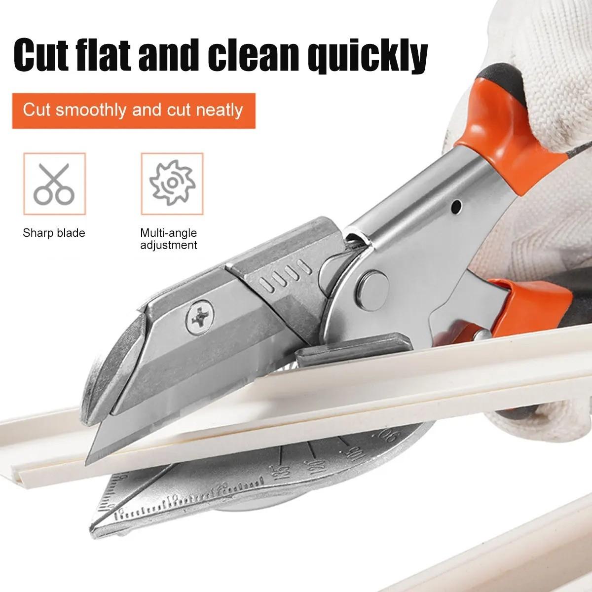 Adjustable 45-135° Multi-Angle Miter Shears, Sharp Trunking Shears with Clean Cuts Miter Cutter Trim Cutter, Ideal for Woodworking & Trunking Cutting